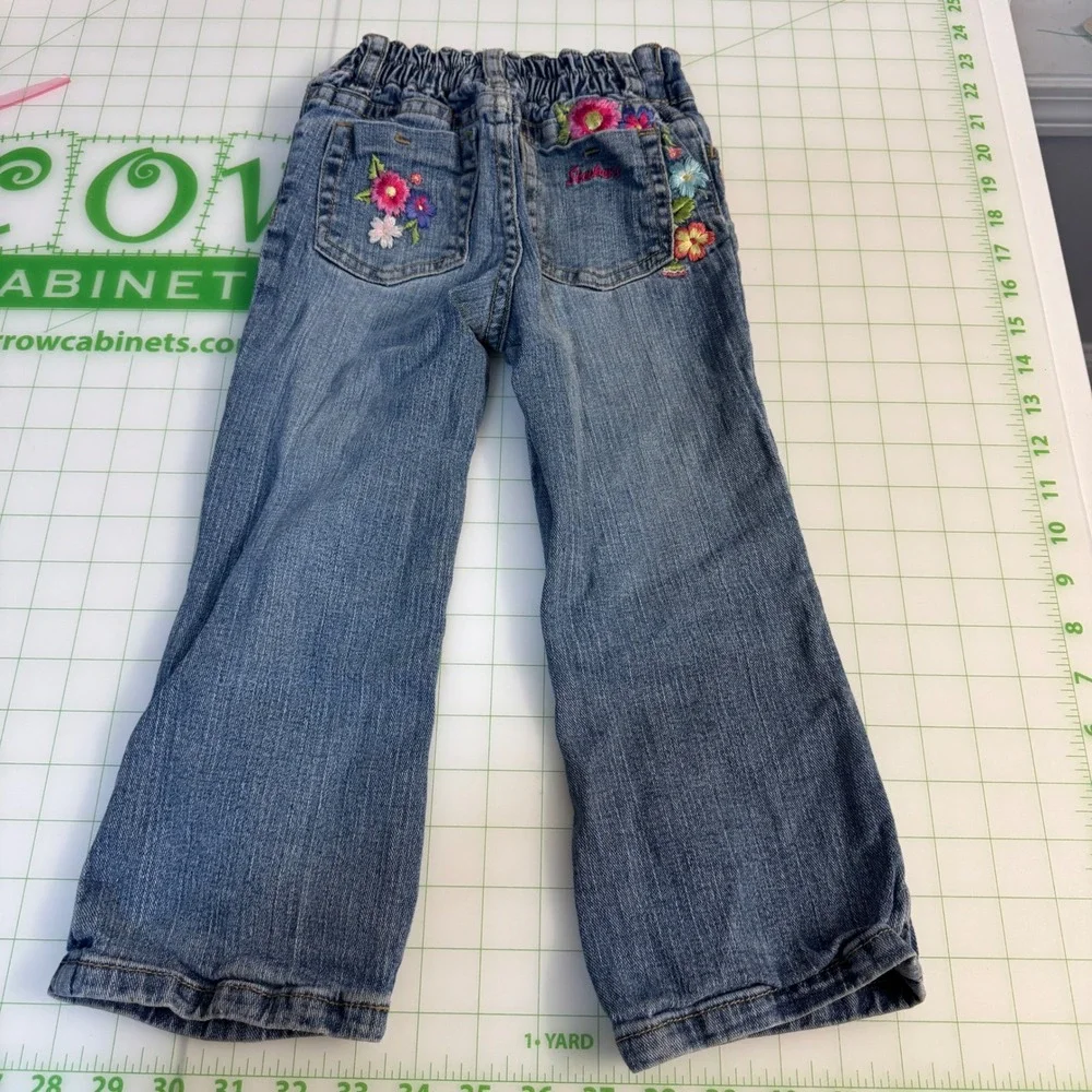 Vintage Skechers retro floral embroidered jeans girls 4T